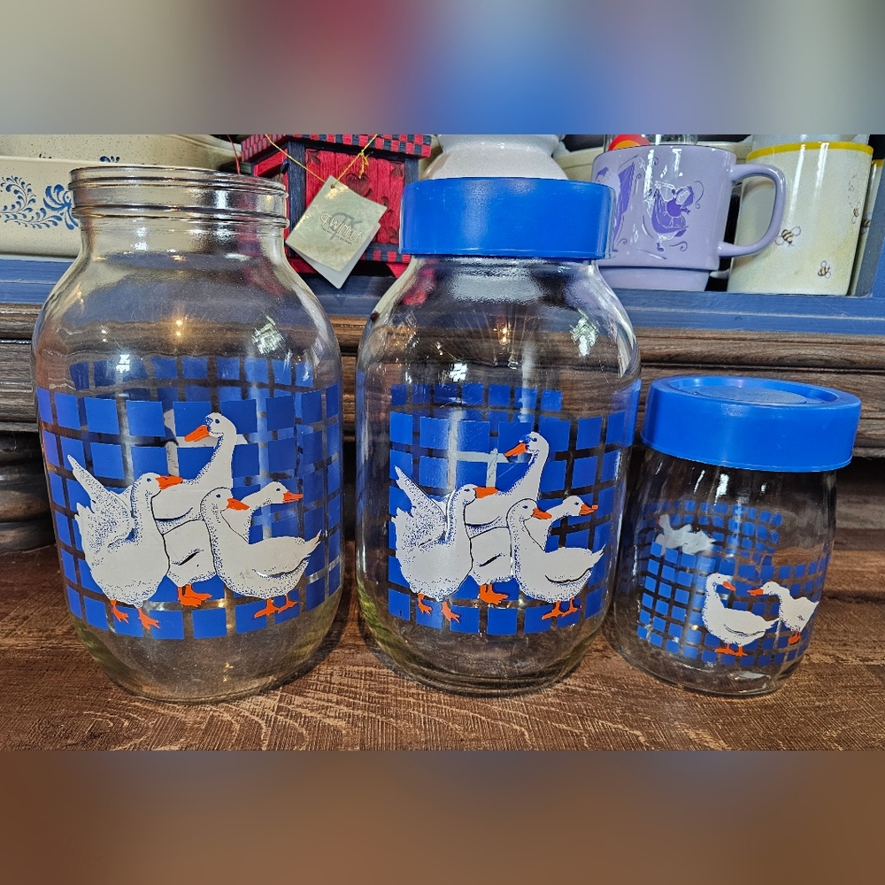 3 Vintage Carlton glass canisters